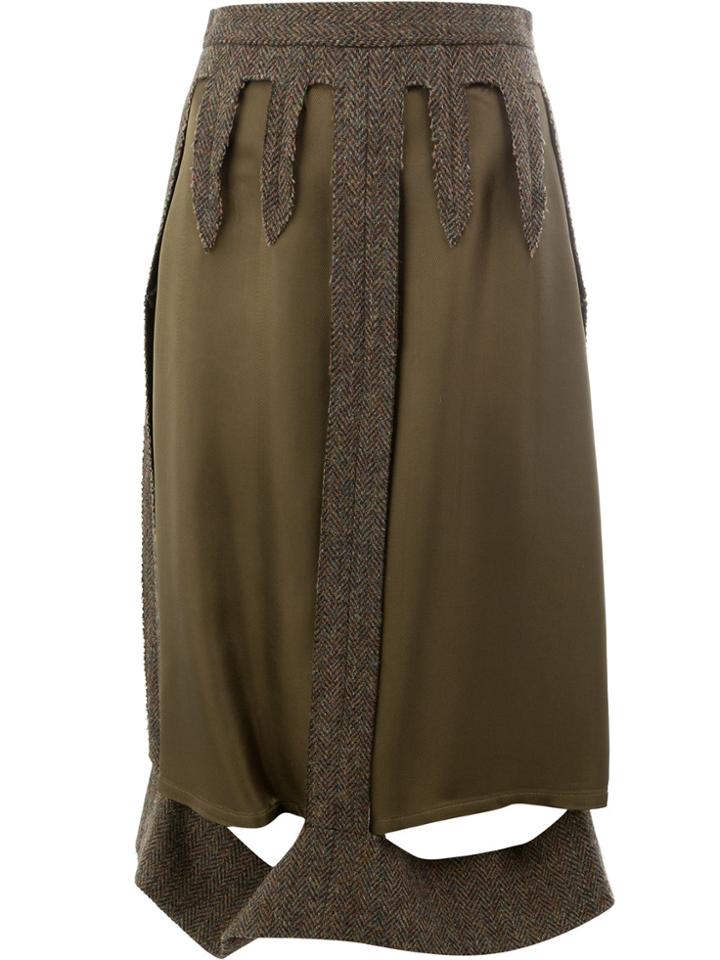 Maison Margiela Layered Cut-detail Skirt - Green