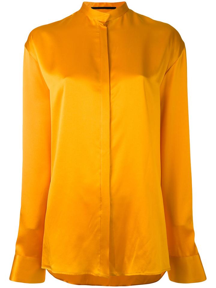 Haider Ackermann - Collarless Shirt - Women - Silk - 34, Yellow/orange, Silk
