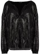 Wandering Sequined Flared Blouse - Black