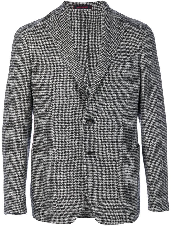 The Gigi Houndstooth Print Blazer - Black