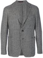 The Gigi Houndstooth Print Blazer - Black