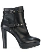 Albano Buckled Platform Ankle Boots - Black
