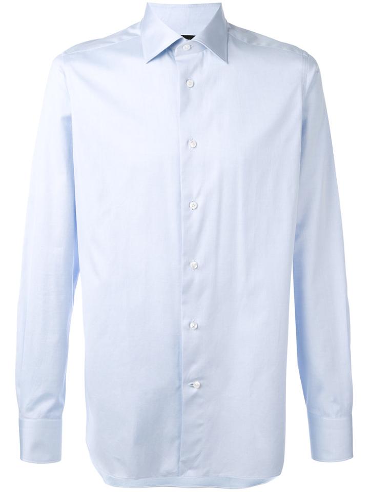 Ermenegildo Zegna - Curved Hem Shirt - Men - Cotton - 41, Blue, Cotton