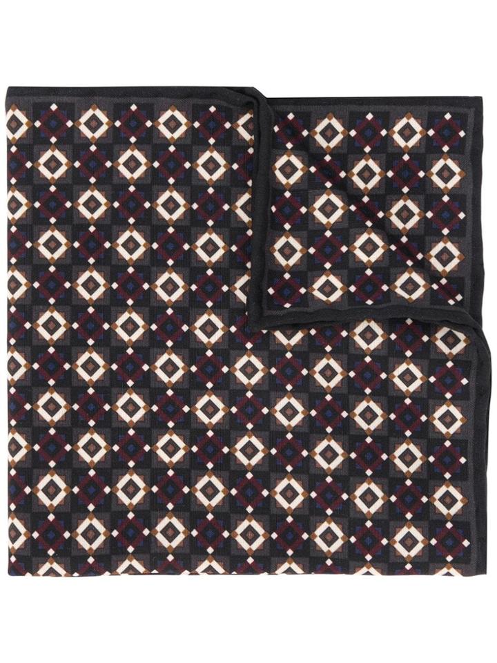 Canali Printed Pocket Square - Black