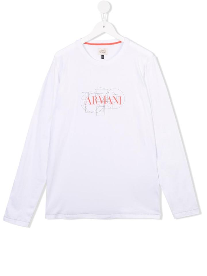 Armani Junior Graphic Logo Print Top, Boy's, Size: 16 Yrs, White
