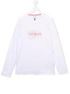 Armani Junior Graphic Logo Print Top, Boy's, Size: 16 Yrs, White