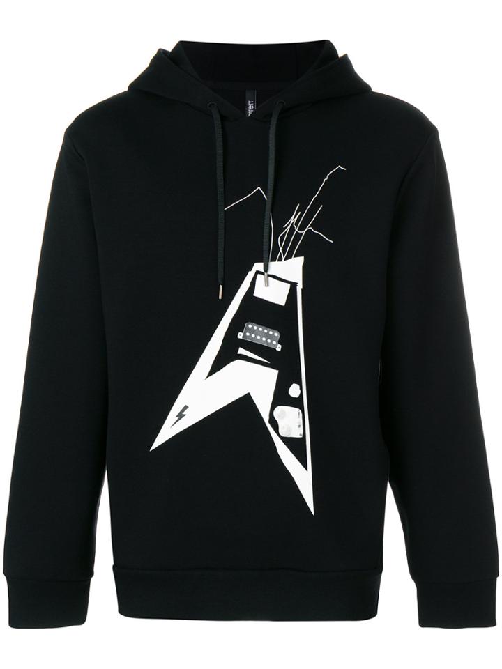Neil Barrett Guitar Print Hoodie - Black