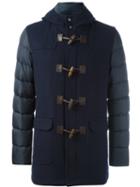 Herno Contrast Sleeve Coat, Men's, Size: 50, Blue, Feather Down/polyamide/wool
