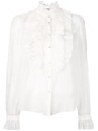 Temperley London - Strawberry Ruffle Shirt - Women - Silk/cotton - 16, White, Silk/cotton