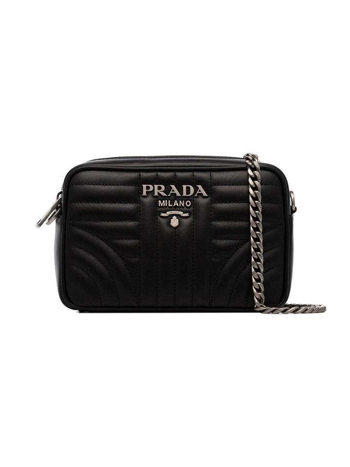 Prada Black Diagram Small Quilted Leather Cross Body Bag