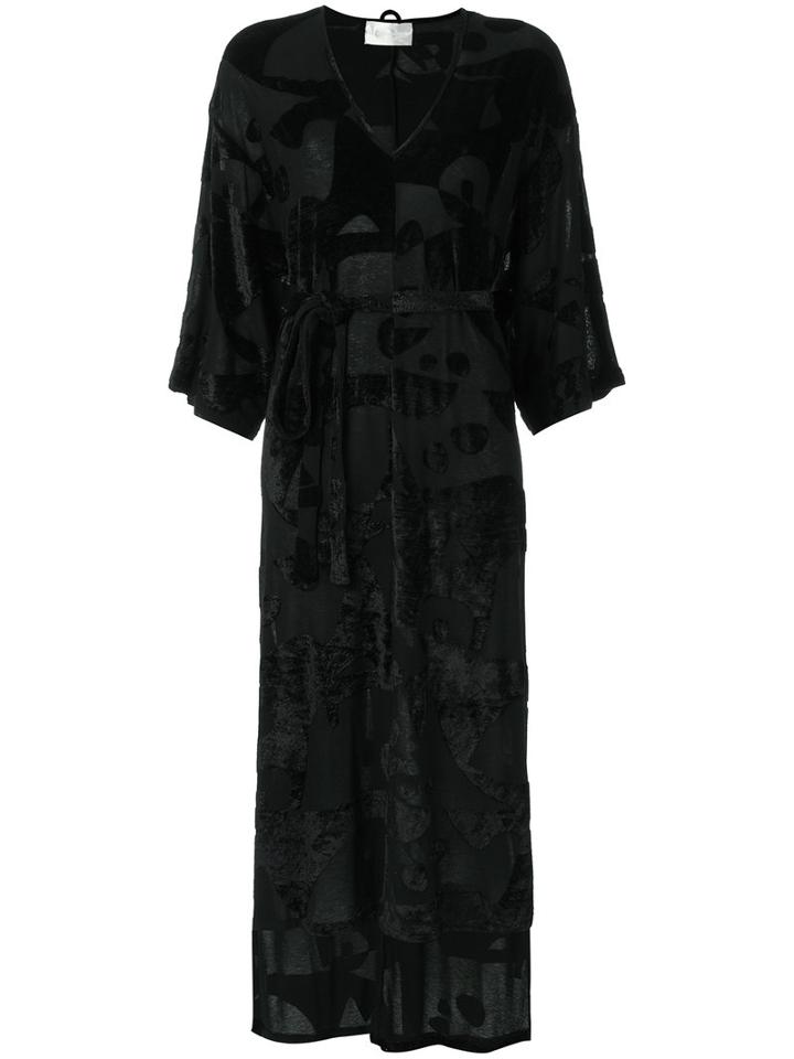 Velvet Panel Midi Dress - Women - Polyester/viscose - 38, Black, Polyester/viscose, Lilly Sarti