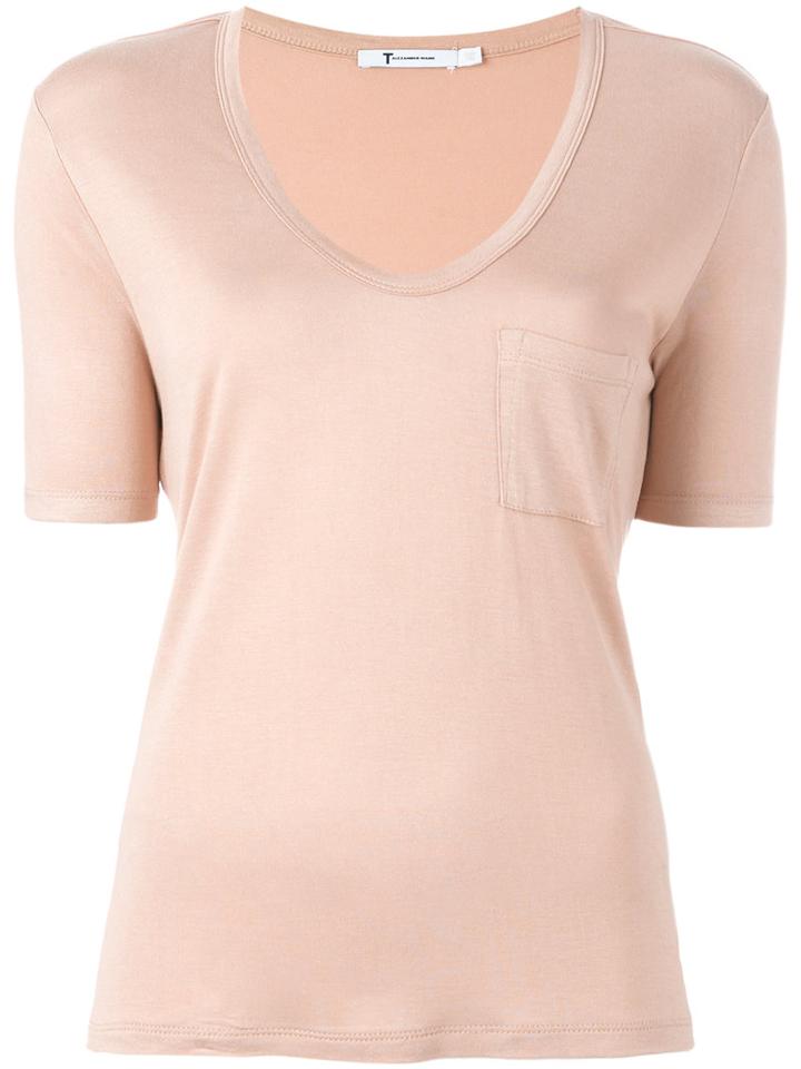 T By Alexander Wang - Scoop Neck T-shirt - Women - Rayon - L, Pink/purple, Rayon