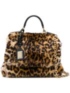 Dolce & Gabbana Leopard Print Sicily Bag - Brown