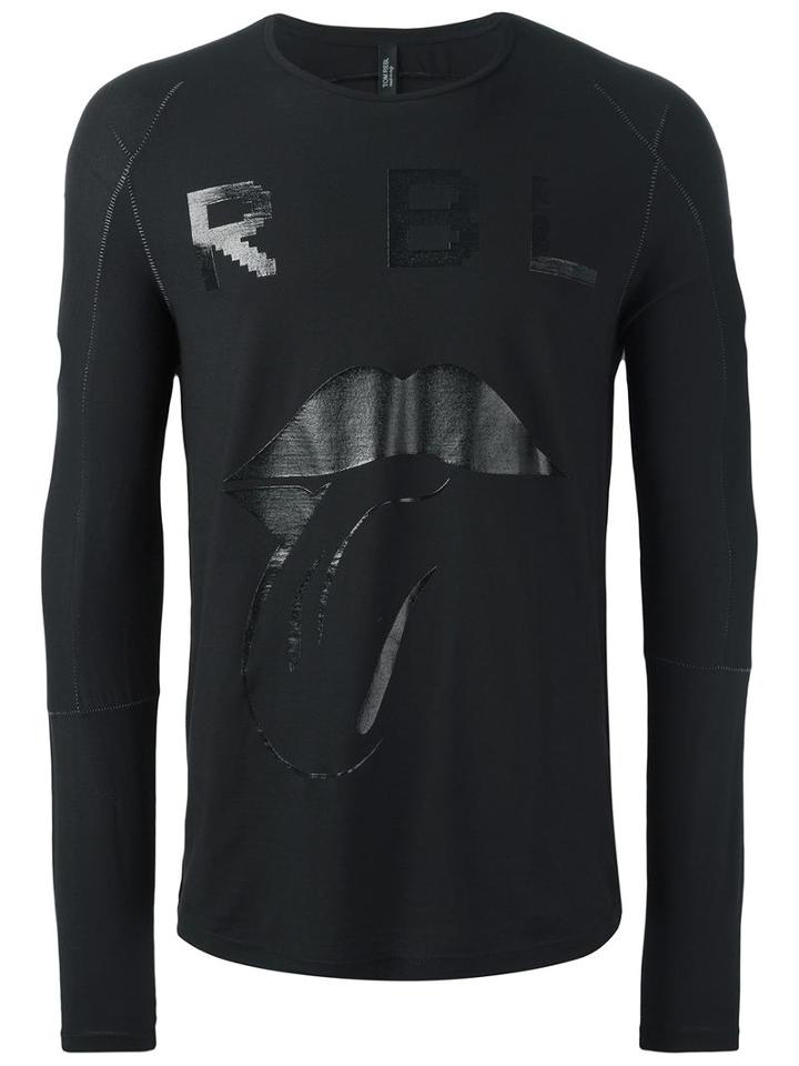 Tom Rebl 'tongue' Print Longsleeved T-shirt, Men's, Size: Xl, Black, Cotton