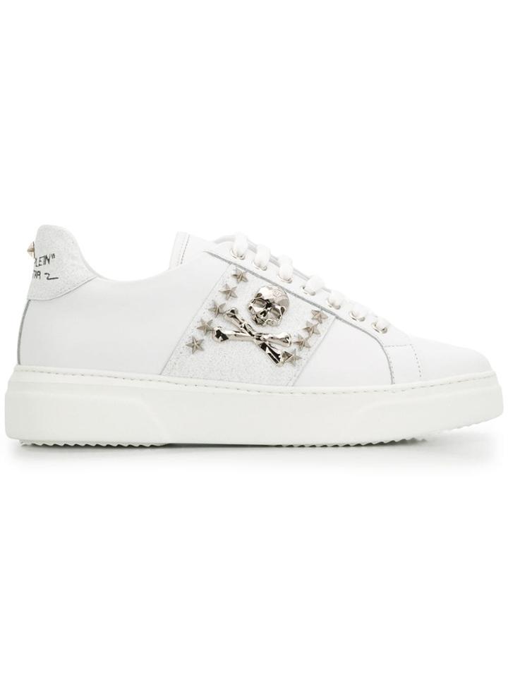 Philipp Plein Skull Star Studded Sneakers - Silver