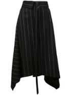 Juun.j Asymmetric Striped Skirt - Black