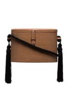 Hunting Season Lizard Print Tassel Box Bag - Brown