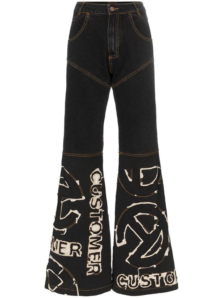Telfar Logo Stitched Flared Jeans - Blue