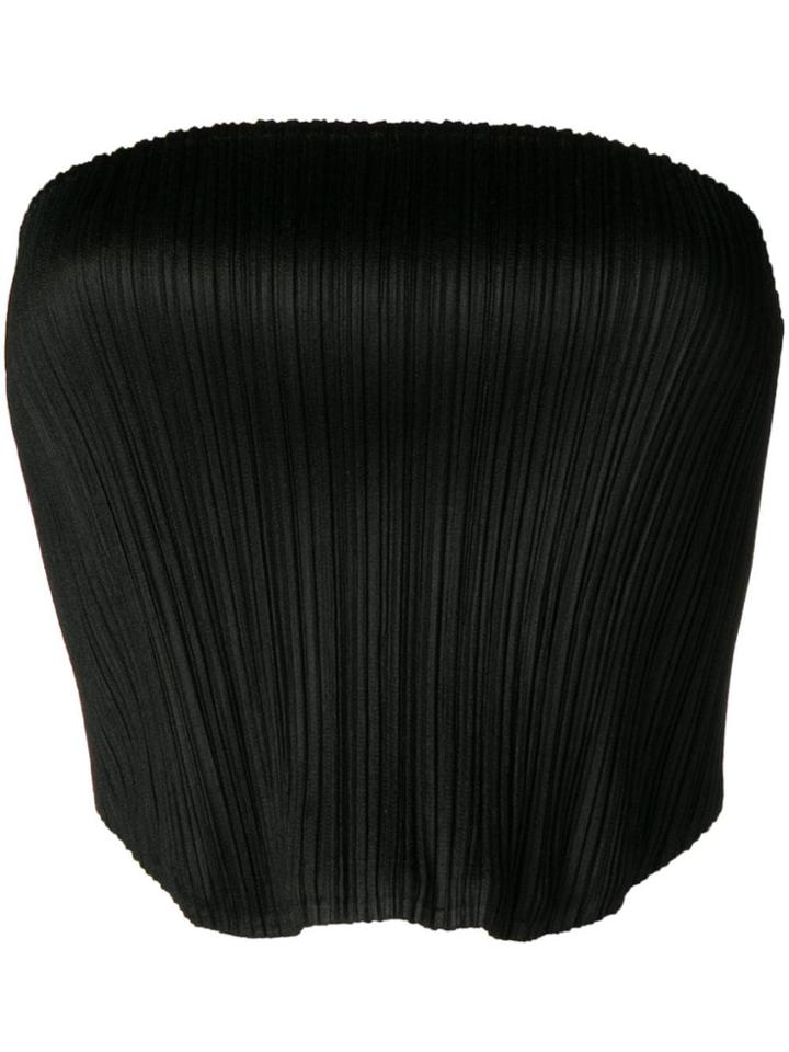 Pleats Please By Issey Miyake Strapless Pleated Top - Black