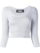 Jeremy Scott Cable Knit Cropped Jumper, Women's, Size: 40, Grey, Rayon/polyester