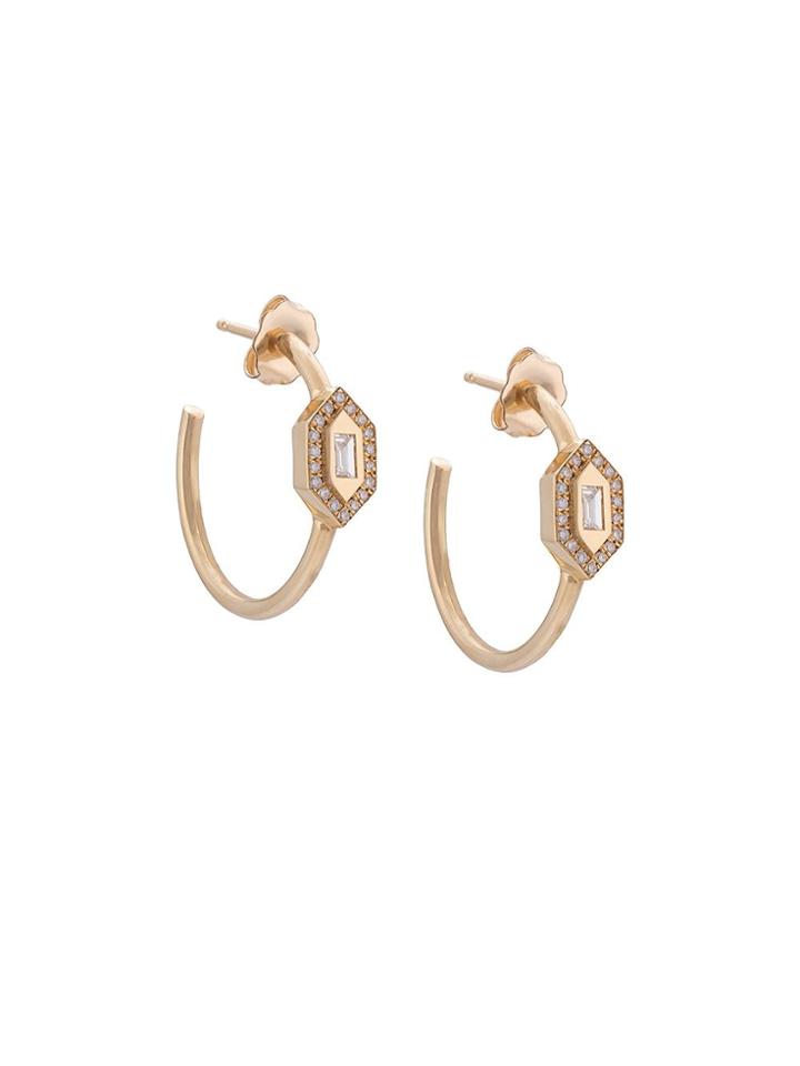 Azlee 18kt Yellow Gold N/s Enamel Diamond Hoops