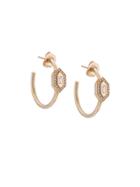 Azlee 18kt Yellow Gold N/s Enamel Diamond Hoops