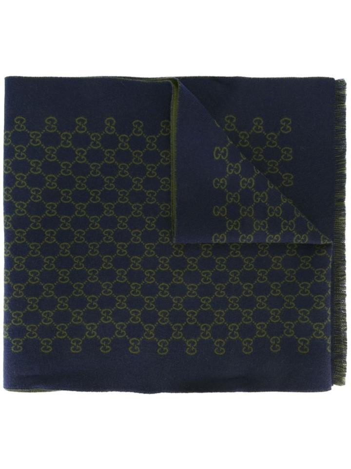Gucci - Gg Jacquard Scarf - Men - Wool - One Size, Blue, Wool