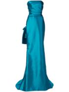 Marchesa Strapless Flared Maxi Dress - Blue