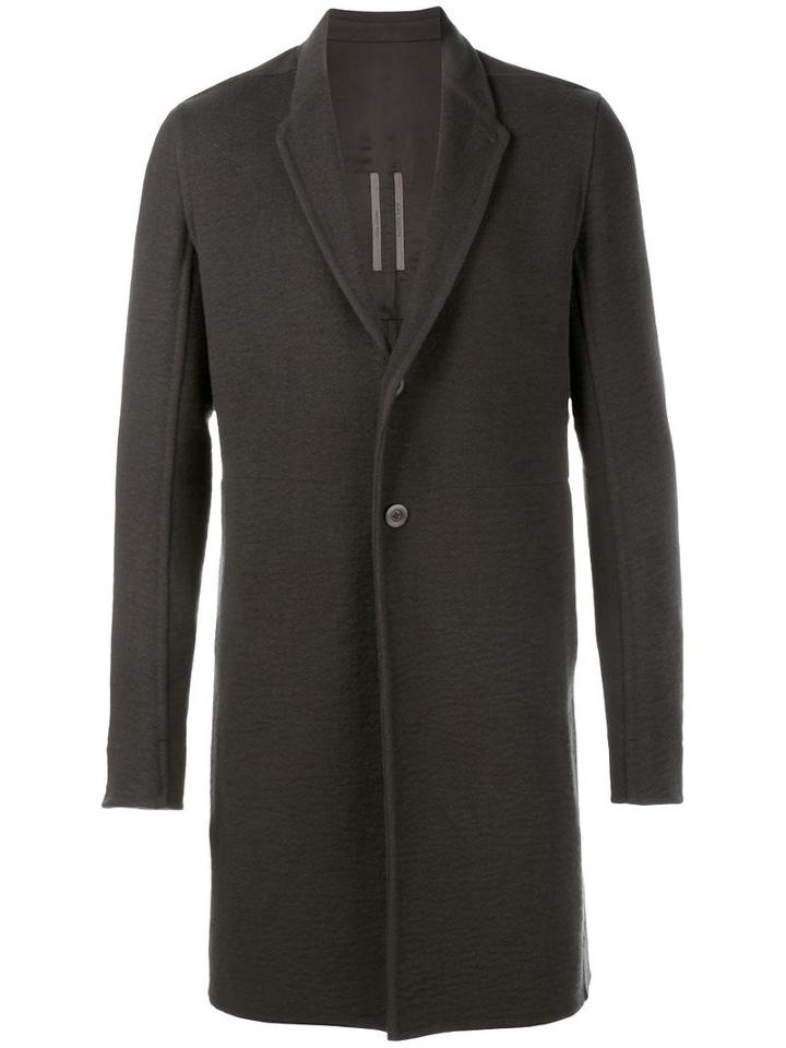 Rick Owens Single Breasted Coat, Men's, Size: 48, Grey, Cotton/cupro/viscose/cashmere