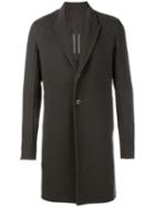 Rick Owens Single Breasted Coat, Men's, Size: 48, Grey, Cotton/cupro/viscose/cashmere