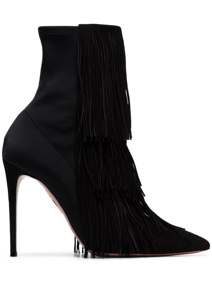 Aquazzura Shake 105 Tassel Boots - Black