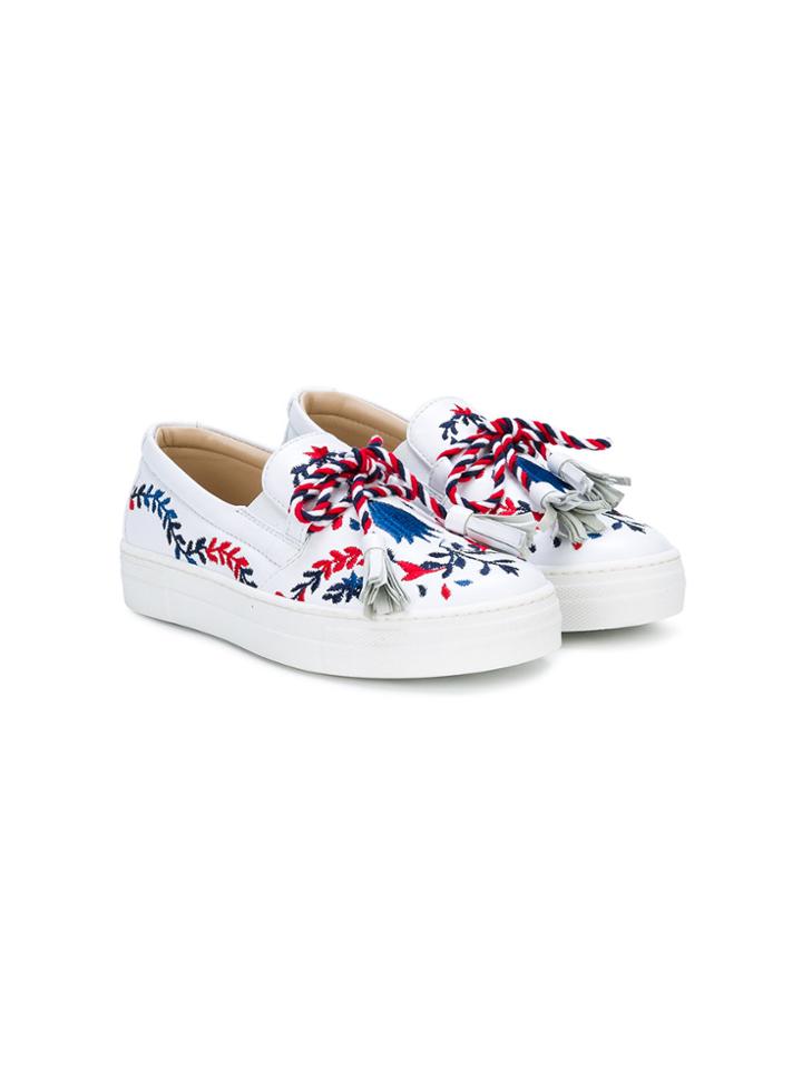 Ermanno Scervino Junior Embroidered Rope Sneakers - White