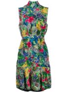 Saloni Peplum Hem Dress - Green