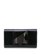 Perrin Paris Metallic Handle Clutch - Black