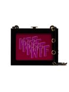 Rei Ne Black And Pink Wtf Print Plexiglass Clutch Bag
