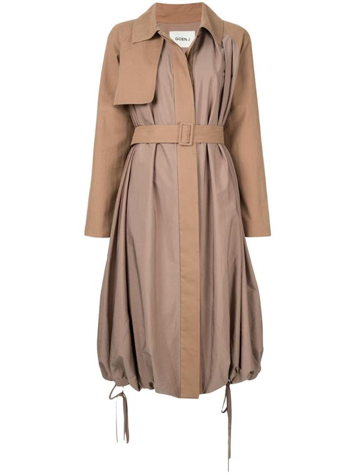 Goen.j Balloon Trench Coat - Brown