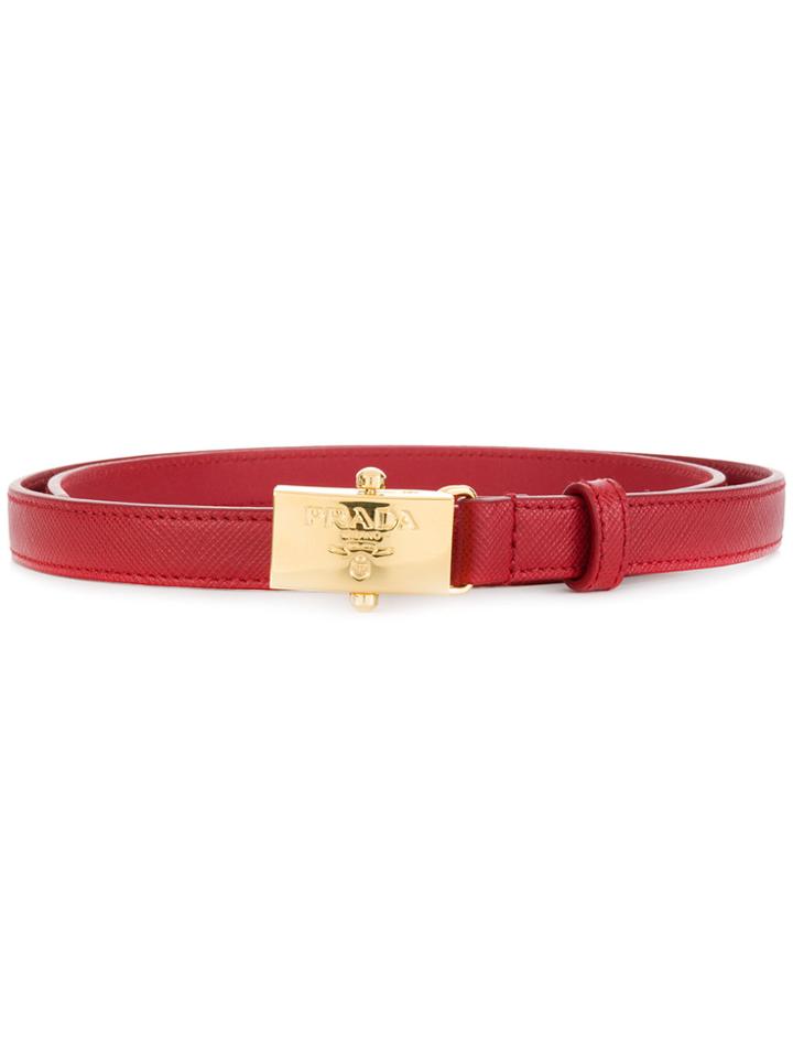Prada Branded Buckle Saffiano Belt - Red