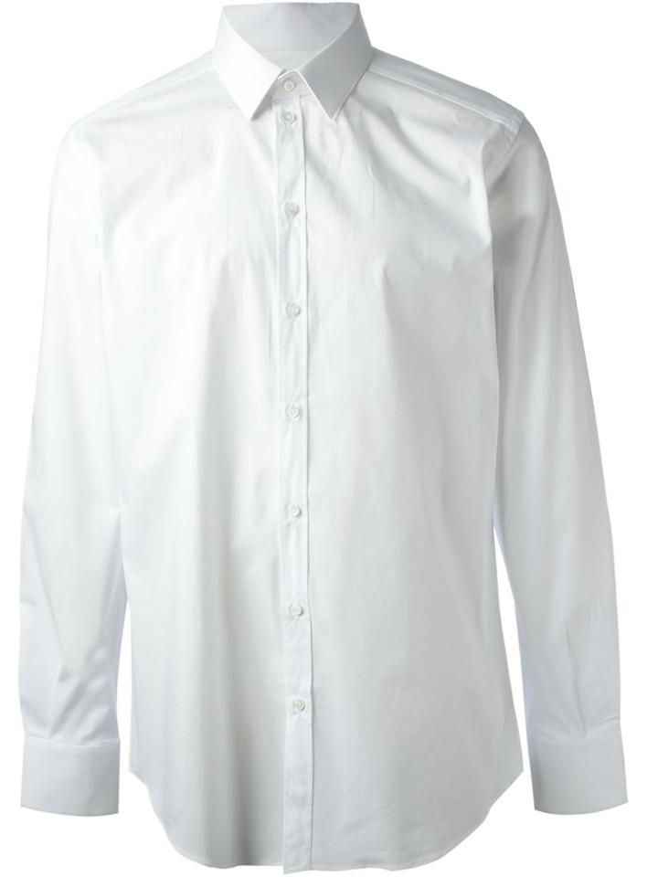 Dolce & Gabbana Classic Shirt, Men's, Size: 44, White, Cotton/elastodiene