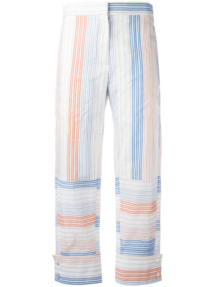 Stella Mccartney Striped Cropped Trousers, Women's, Size: 38, White, Cotton/acetate/cupro/viscose