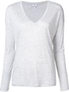 Vince V-neck Longsleeved T-shirt, Women's, Size: Large, Grey, Viscose