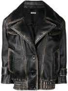 Miu Miu Learther Button Coat - Black