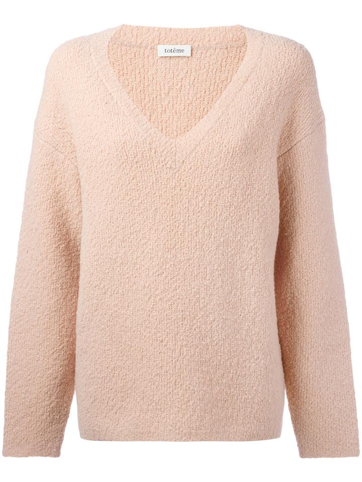 Toteme Oversized V-neck Jumper, Women's, Size: Medium, Pink/purple, Polyamide/wool/spandex/elastane