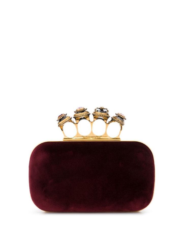 Alexander Mcqueen Knuckle Duster Clutch Bag - Red