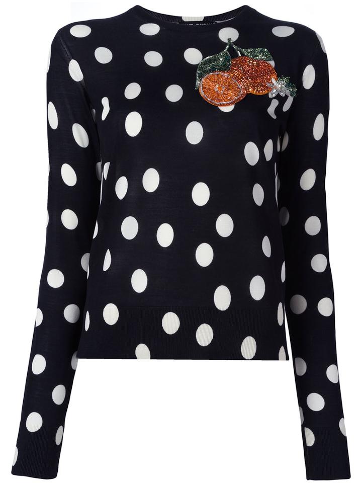 Dolce & Gabbana Orange Patch Jumper, Women's, Size: 42, Black, Silk