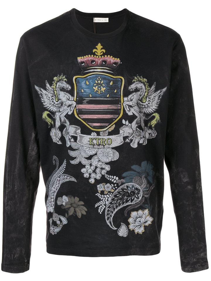 Etro Front Printed T-shirt - Black
