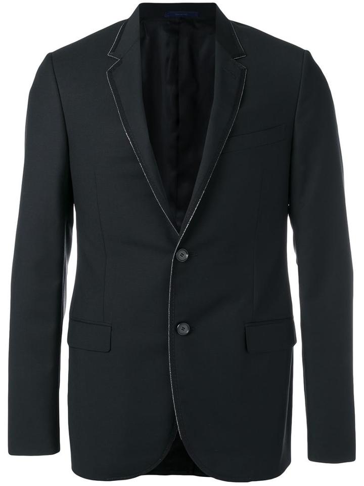 Lanvin Piped Blazer, Men's, Size: 50, Black, Wool/mohair