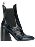 Chloé Wave 90 Embossed Ankle Boots - Blue