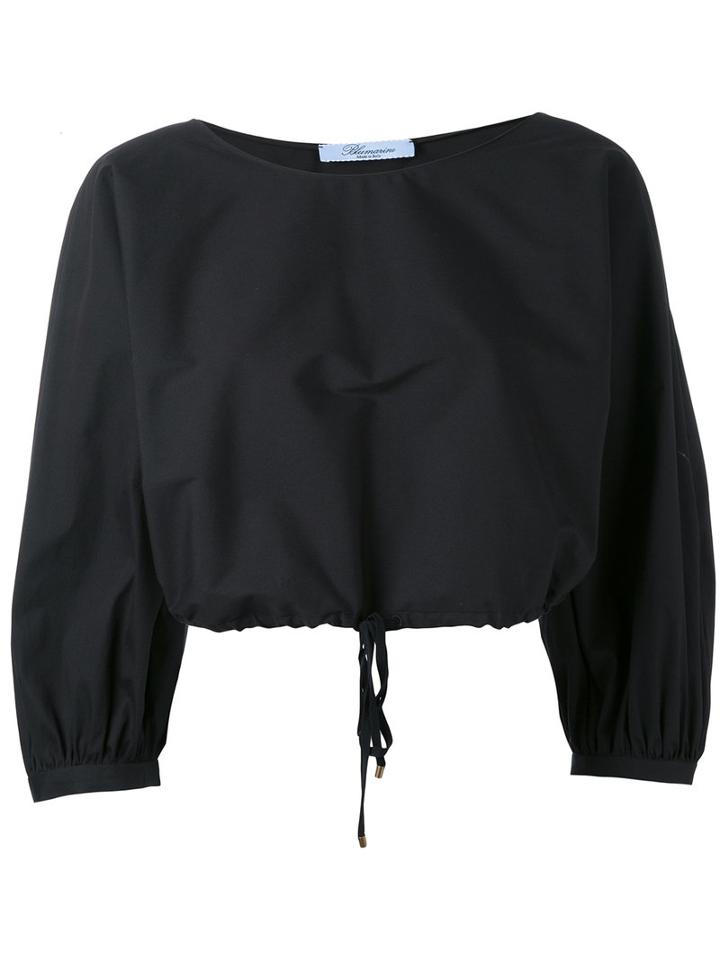 Blumarine - Cropped Balloon Sleeve Top - Women - Cotton/polyamide/spandex/elastane - 40, Black, Cotton/polyamide/spandex/elastane