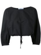 Blumarine - Cropped Balloon Sleeve Top - Women - Cotton/polyamide/spandex/elastane - 40, Black, Cotton/polyamide/spandex/elastane
