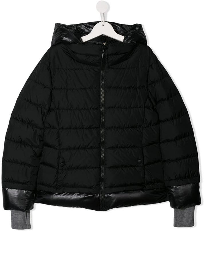 Herno Kids Quilt Hooded Jacket - Black